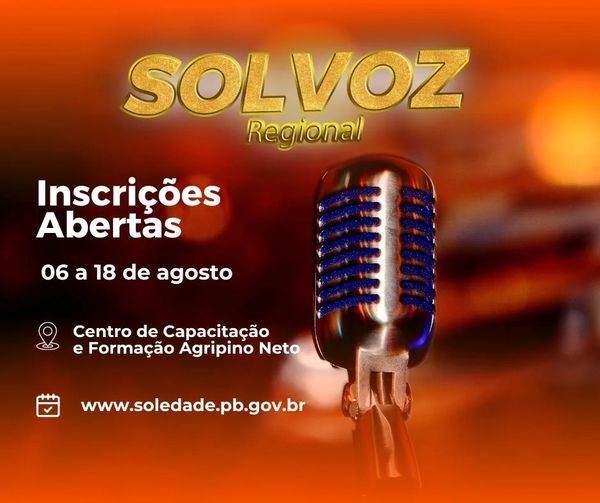 O Solvoz Regional está com as inscrições abertas até o dia 18 de agosto, não perca essa oportunidade!