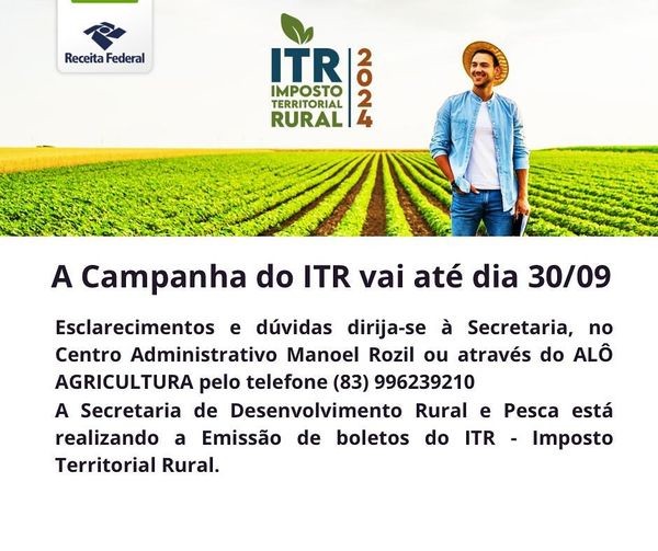 Campanha do ITR vai até o dia 30/09