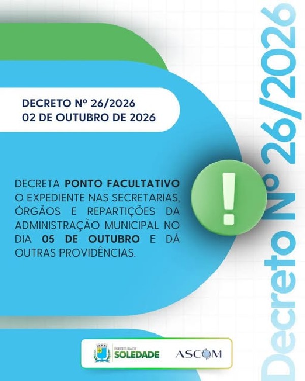 DECRETO Nº 26, DE 02 DE OUTUBRO DE 2026.